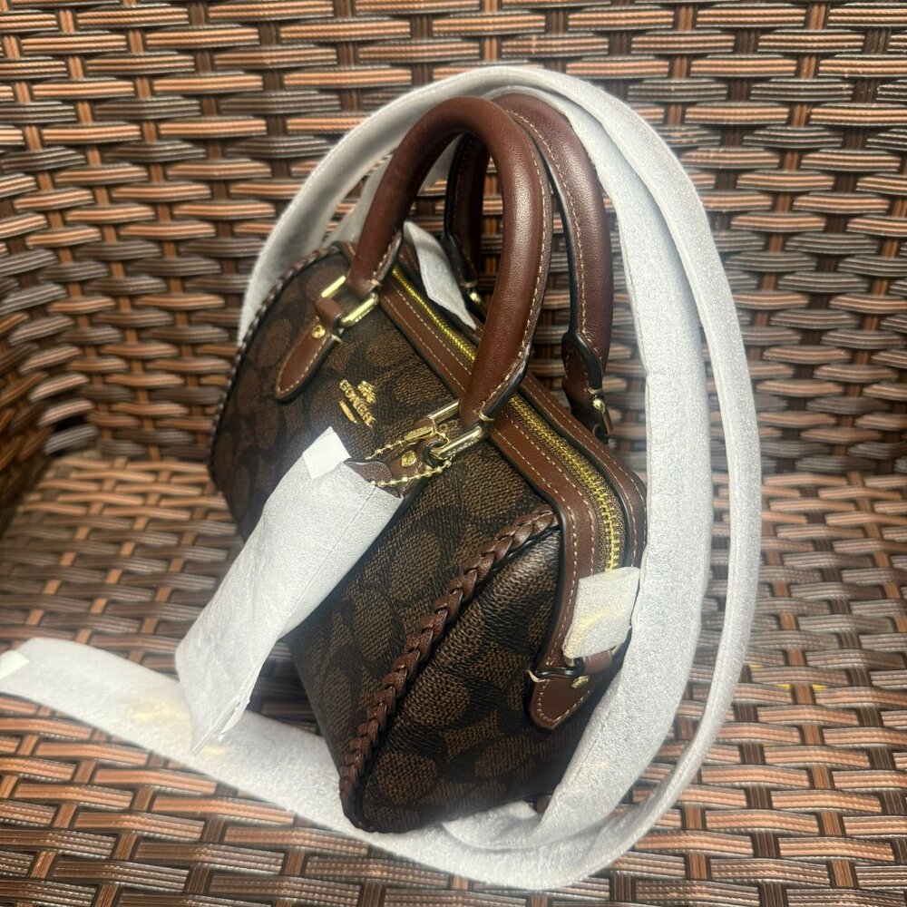coach Mini Rowan Crossbody Bag In Signature Canvas With Fringe ccf30 - Picture 3 of 4